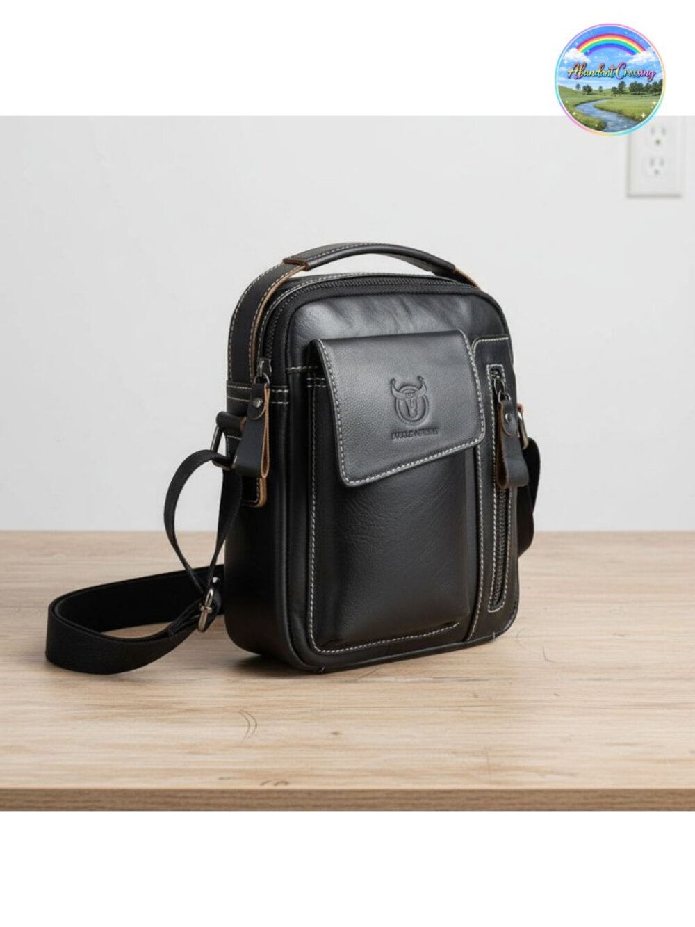 Genuine Leather Messenger Bag Small Crossbody Shoulder Sling Handbag